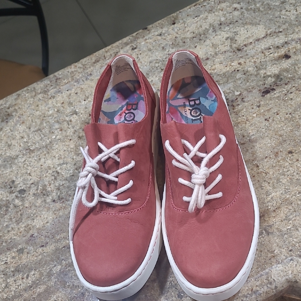 Born Sven Red Burgundy Leather Platform Sneakers Size US 7.5